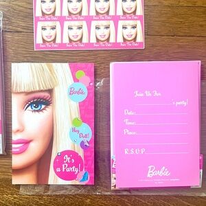 Barbie Pink and White Party Invitations and Party Supplies